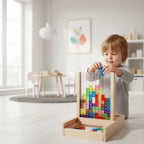 Wooden Block Puzzle Game Stacking Falling Blocks Brain Teaser with Colorful Pieces Montessori Logic Toy for Kids and Adults