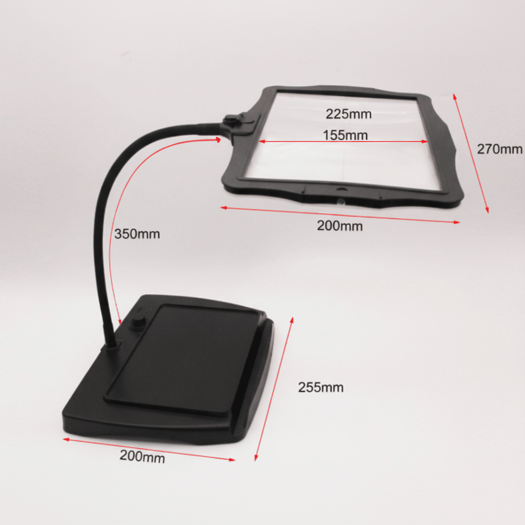 LED Magnifying Lamp with Large Rectangular Lens Desk Magnifier Light with Flexible Gooseneck Rechargeable Reading Magnifier for Crafts and Hobbies