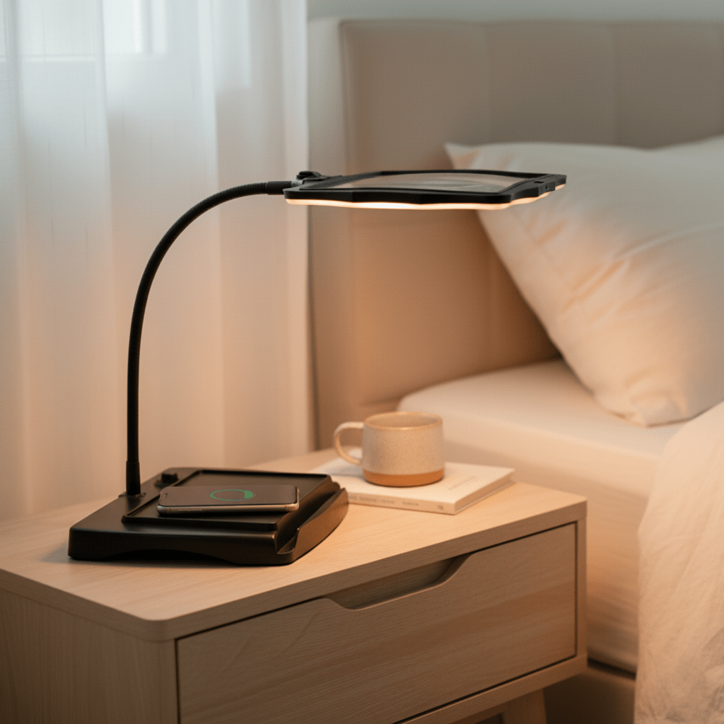 LED Magnifying Lamp with Large Rectangular Lens Desk Magnifier Light with Flexible Gooseneck Rechargeable Reading Magnifier for Crafts and Hobbies