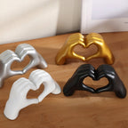 Heart Hands Sculpture Decorative Resin Figurine Love Gesture Statue for Shelf Table and Sideboard