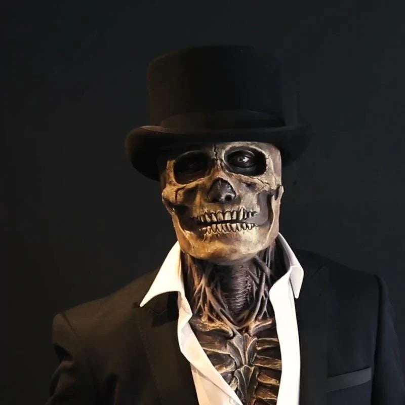 Halloween Skeleton Mask Realistic Latex Horror Mask Scary Skull Overhead Costume Mask for Adults