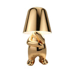 Rechargeable LED Light Table Lamp with Sitting Figure Metal Base