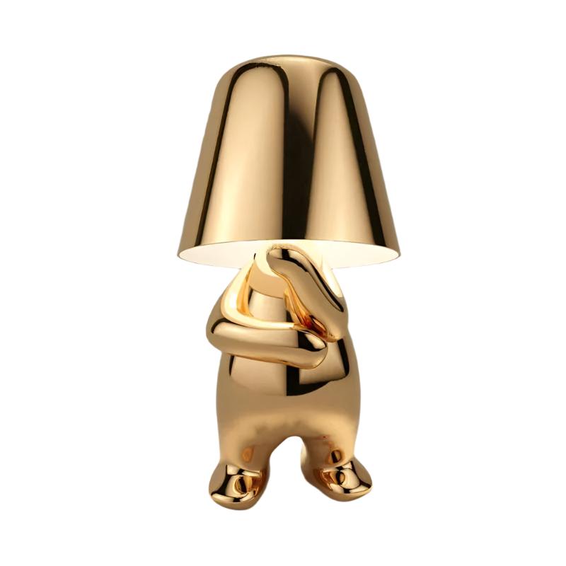 Rechargeable LED Light Table Lamp with Sitting Figure Metal Base