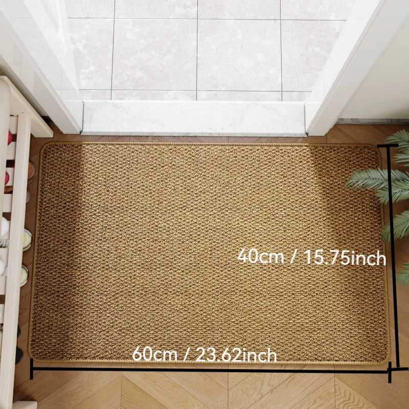 Faux Jute Doormat Non-Slip Woven Entrance Mat Indoor Outdoor Polypropylene Door Rug for Front Door Hallway and Patio