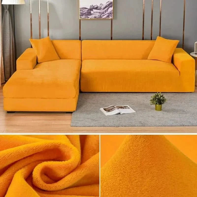 Stretch Velvet Sofa Cover Elastic Non-Slip Couch Slipcover Machine Washable Furniture Protector for Pets and Living Room
