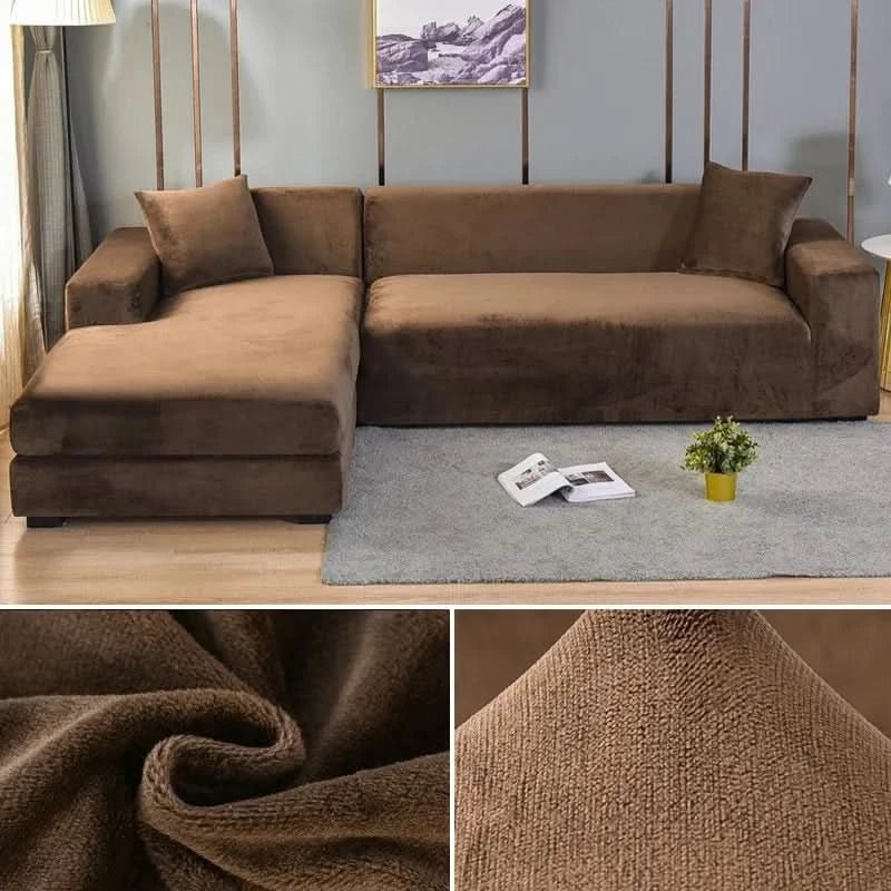 Stretch Velvet Sofa Cover Elastic Non-Slip Couch Slipcover Machine Washable Furniture Protector for Pets and Living Room