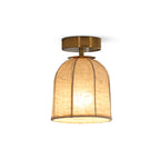 Modern Fabric Semi-Flush Mount Ceiling Light With Metallic Accents in Linen and Gold — Harbor Light Co.