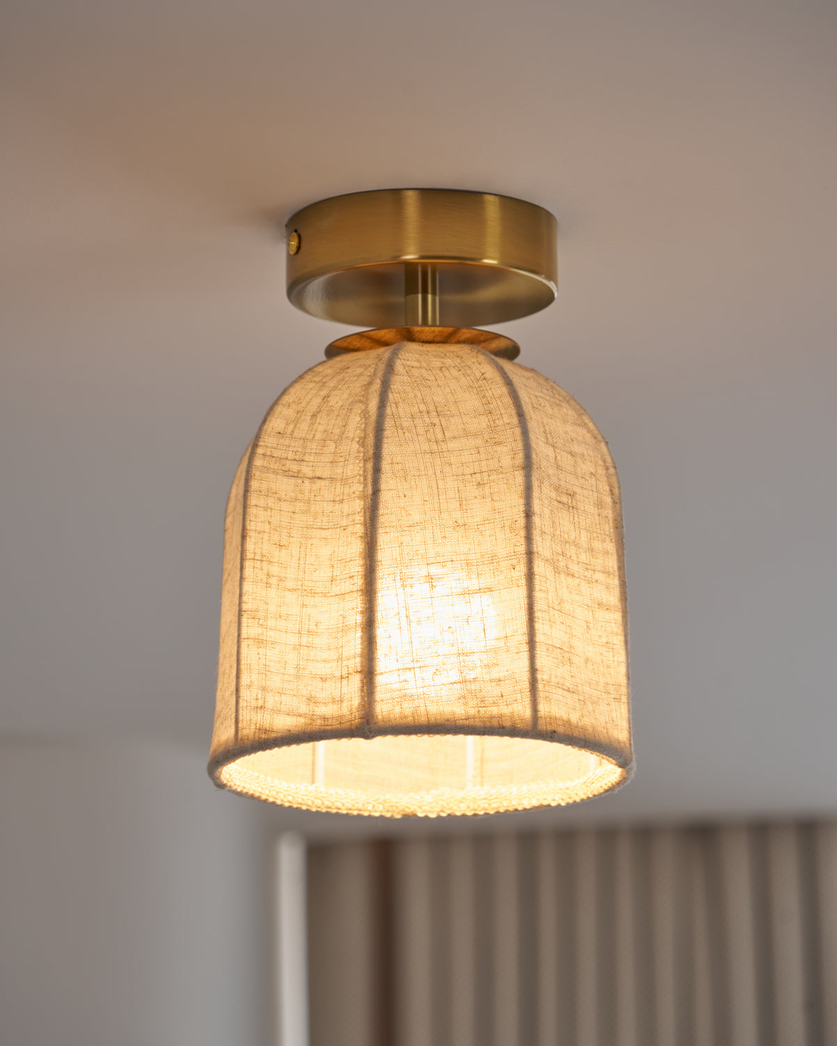 Modern Fabric Semi-Flush Mount Ceiling Light With Metallic Accents — Harbor Light Co.