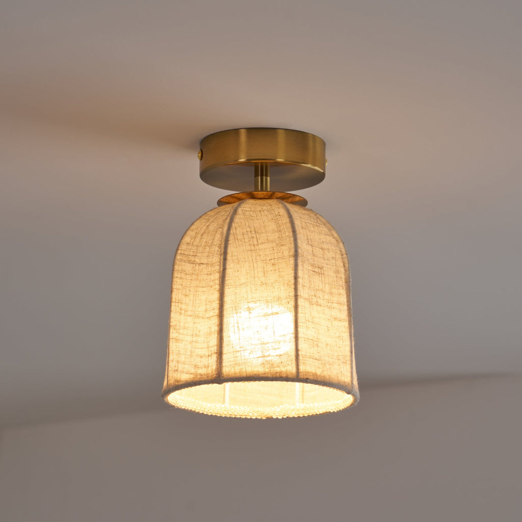 Modern Fabric Semi-Flush Mount Ceiling Light With Metallic Accents — Harbor Light Co.