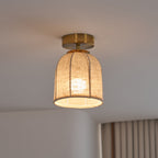 Modern Fabric Semi-Flush Mount Ceiling Light With Metallic Accents — Harbor Light Co.