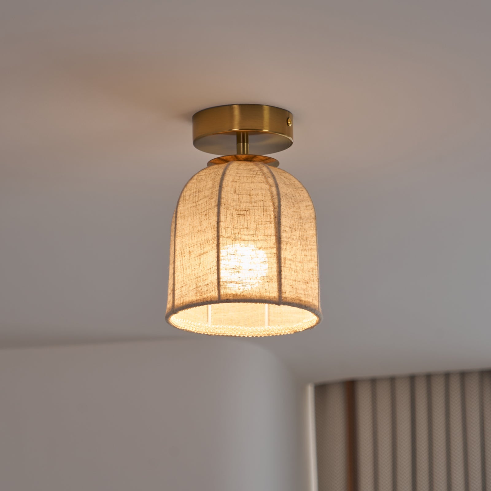 Modern Fabric Semi-Flush Mount Ceiling Light With Metallic Accents — Harbor Light Co.