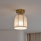 Modern Fabric Semi-Flush Mount Ceiling Light With Metallic Accents — Harbor Light Co.