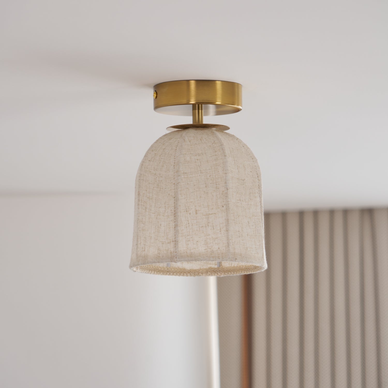 Modern Fabric Semi-Flush Mount Ceiling Light With Metallic Accents — Harbor Light Co.