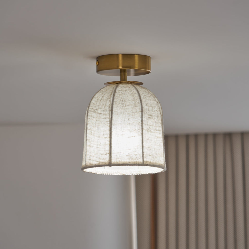 Modern Fabric Semi-Flush Mount Ceiling Light With Metallic Accents — Harbor Light Co.