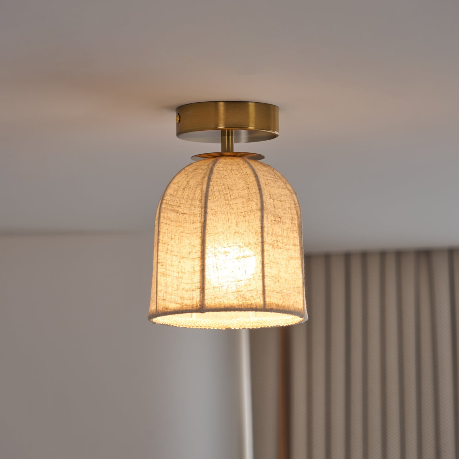 Modern Fabric Semi-Flush Mount Ceiling Light With Metallic Accents — Harbor Light Co.