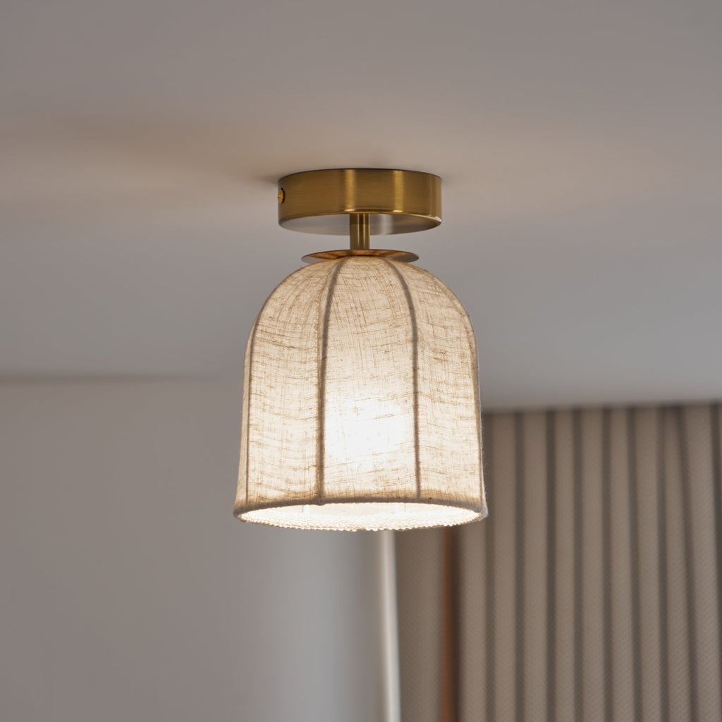 Modern Fabric Semi-Flush Mount Ceiling Light With Metallic Accents — Harbor Light Co.