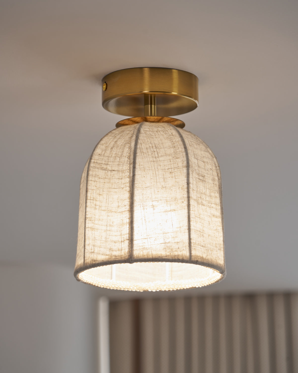Modern Fabric Semi-Flush Mount Ceiling Light With Metallic Accents — Harbor Light Co.