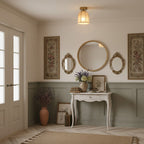 Modern Fabric Semi-Flush Mount Ceiling Light With Metallic Accents — Harbor Light Co.
