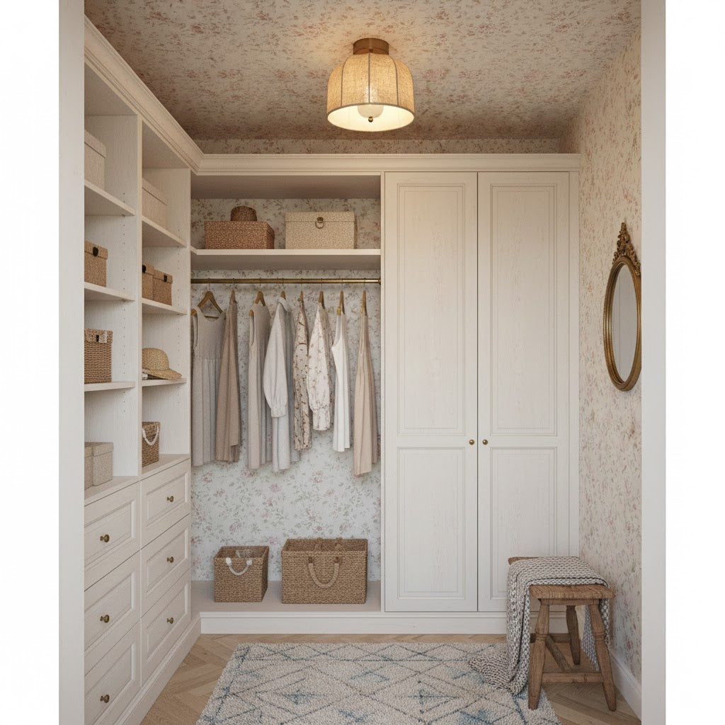 Modern Fabric Semi-Flush Mount Ceiling Light With Metallic Accents — Harbor Light Co.