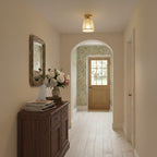 Modern Fabric Semi-Flush Mount Ceiling Light With Metallic Accents — Harbor Light Co.