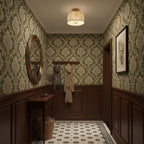 Modern Fabric Semi-Flush Mount Ceiling Light With Metallic Accents — Harbor Light Co.