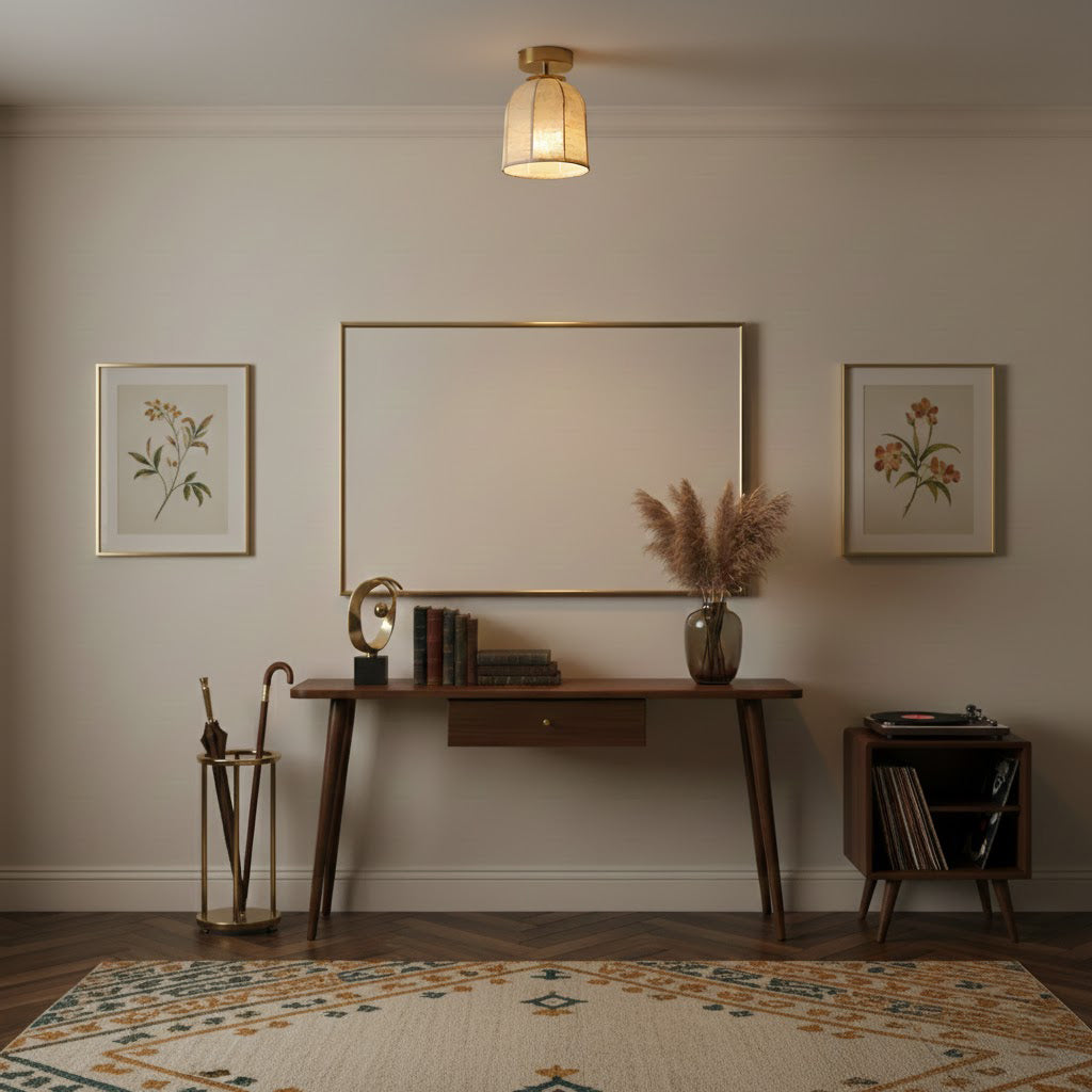 Modern Fabric Semi-Flush Mount Ceiling Light With Metallic Accents — Harbor Light Co.