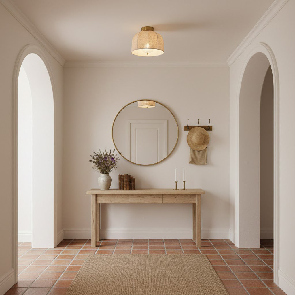Modern Fabric Semi-Flush Mount Ceiling Light With Metallic Accents — Harbor Light Co.