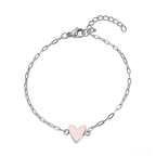 Heart Charm Bracelet Adjustable Stainless Steel Chain Matching Couple Bracelet Set Minimalist Friendship Jewelry for Women and Men