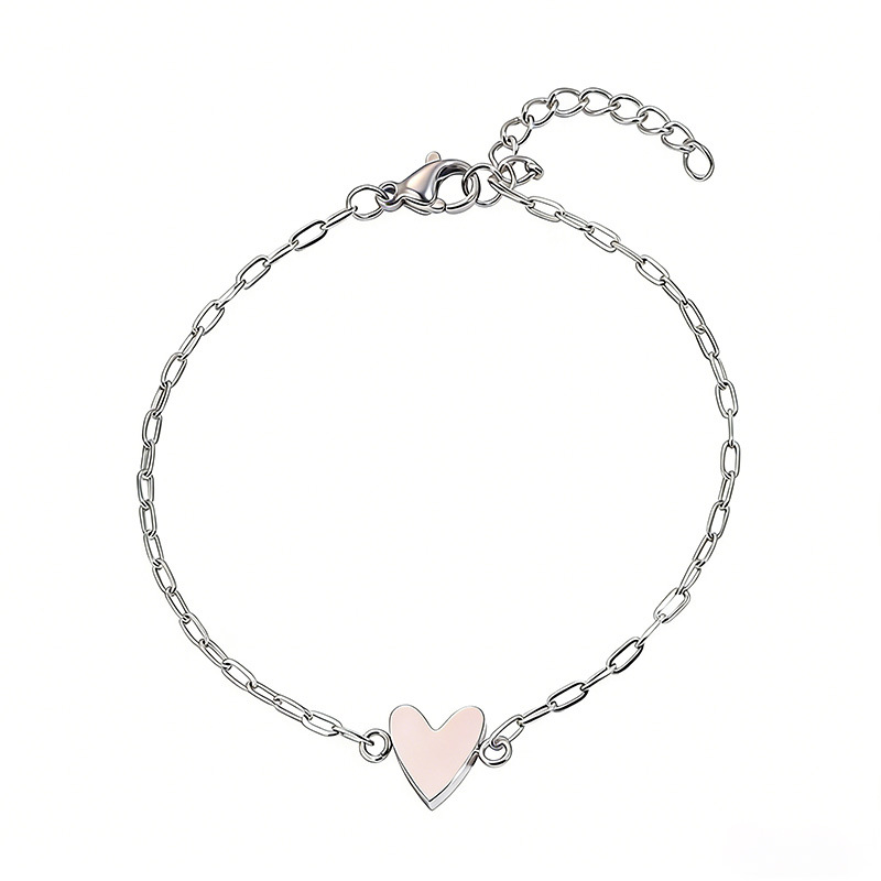 Heart Charm Bracelet Adjustable Stainless Steel Chain Matching Couple Bracelet Set Minimalist Friendship Jewelry for Women and Men