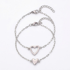 Heart Charm Bracelet Adjustable Stainless Steel Chain Matching Couple Bracelet Set Minimalist Friendship Jewelry for Women and Men
