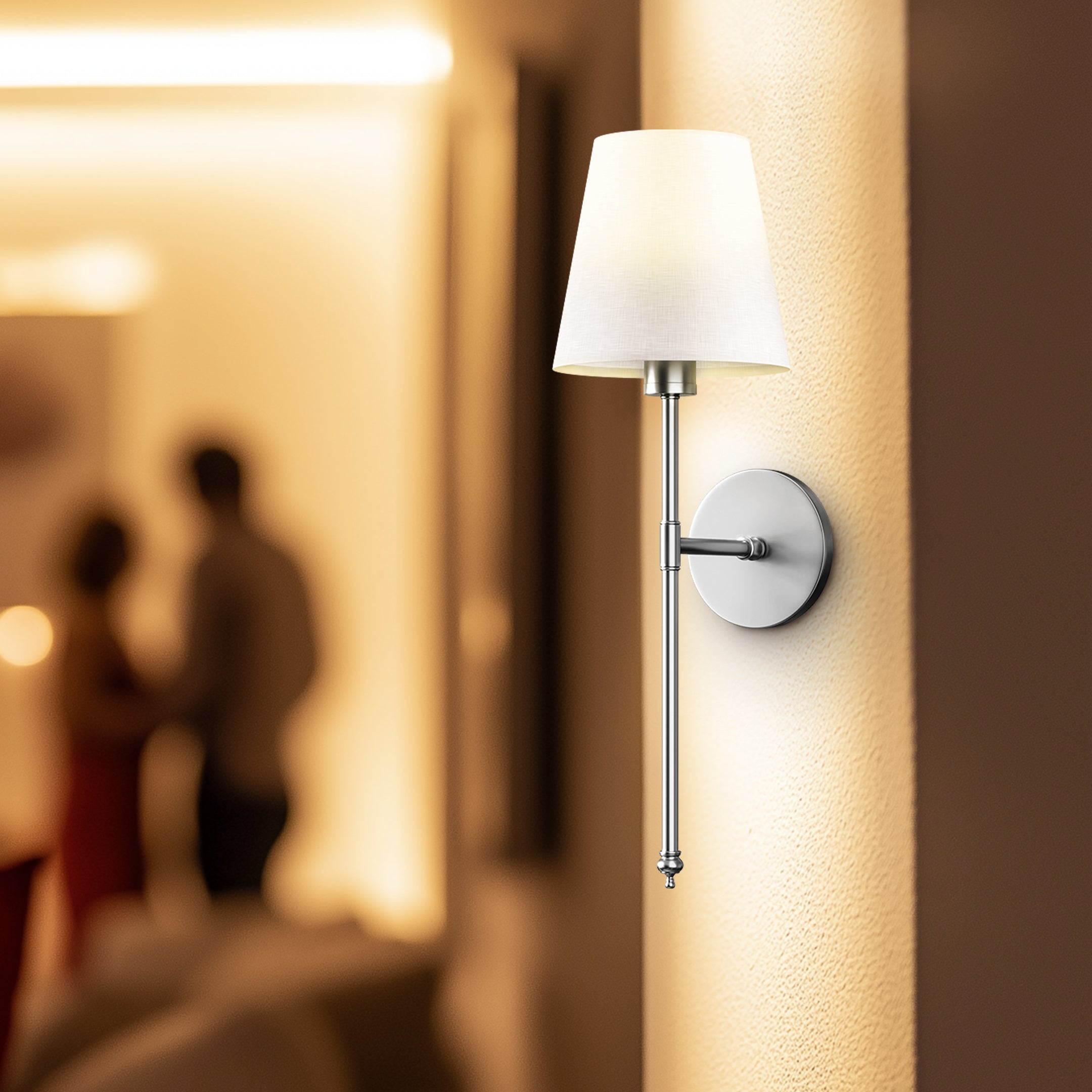 Cordless Rechargeable Wall Sconce 2 Pack LED Light with Fabric Shade