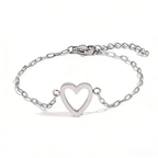 Heart Charm Bracelet Adjustable Stainless Steel Chain Matching Couple Bracelet Set Minimalist Friendship Jewelry for Women and Men