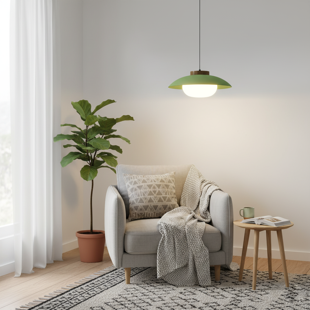 Mid-Century Metal Dome Pendant Light with Opal Glass Diffuser