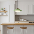 Mid-Century Metal Dome Pendant Light with Opal Glass Diffuser