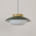 Mid-Century Metal Dome Pendant Light with Opal Glass Diffuser