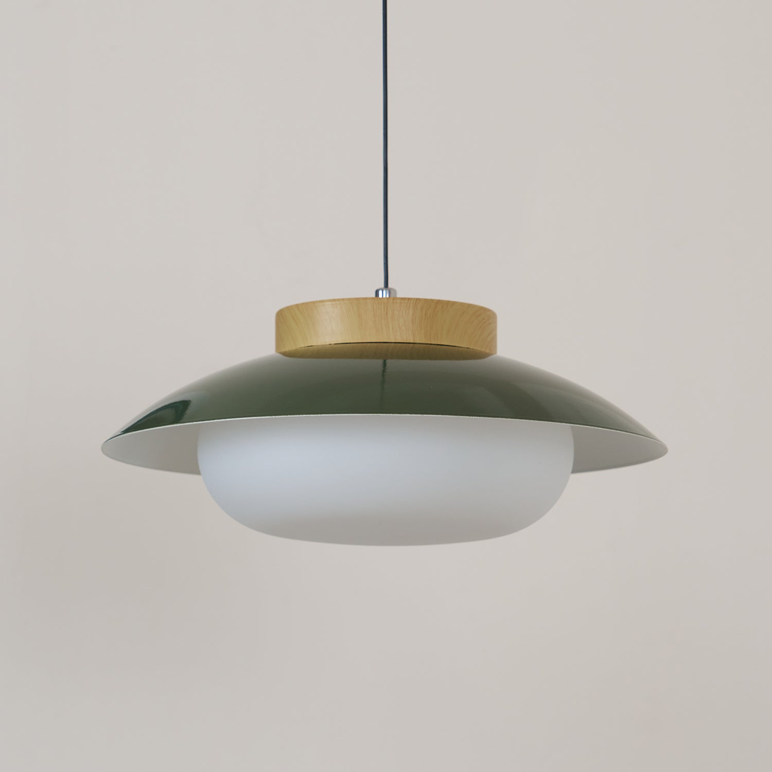 Mid-Century Metal Dome Pendant Light with Opal Glass Diffuser