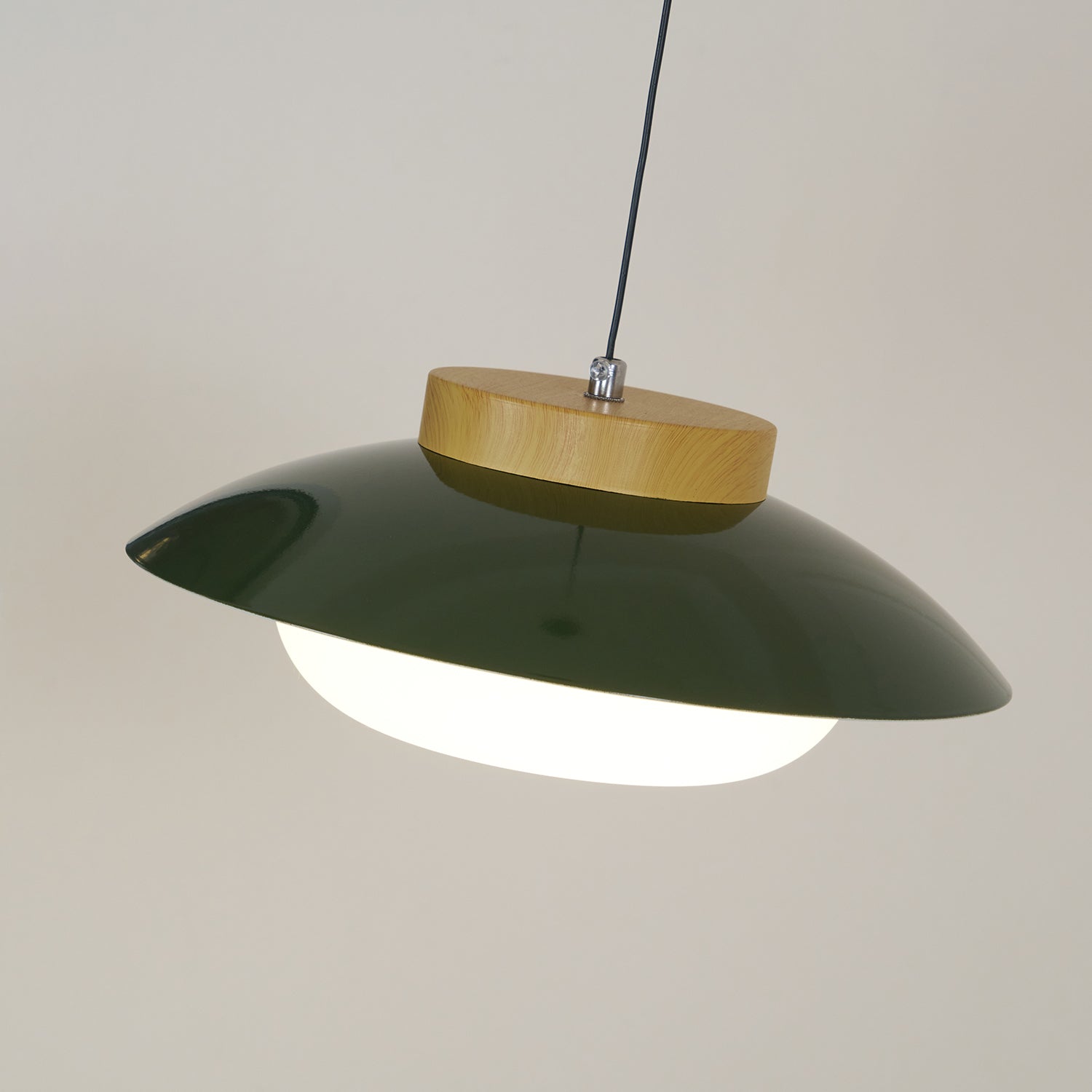 Mid-Century Metal Dome Pendant Light with Opal Glass Diffuser
