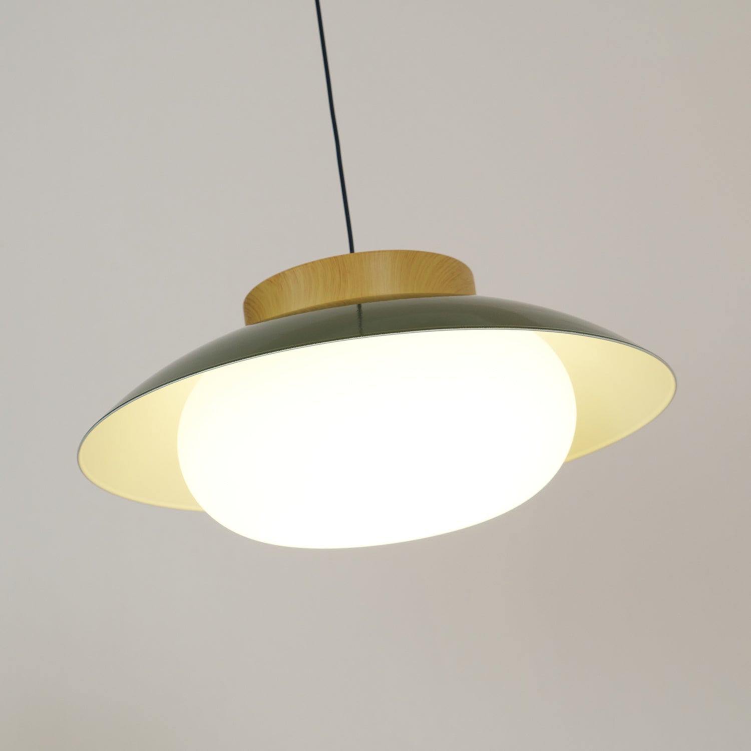 Mid-Century Metal Dome Pendant Light with Opal Glass Diffuser