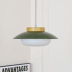 Mid-Century Metal Dome Pendant Light with Opal Glass Diffuser