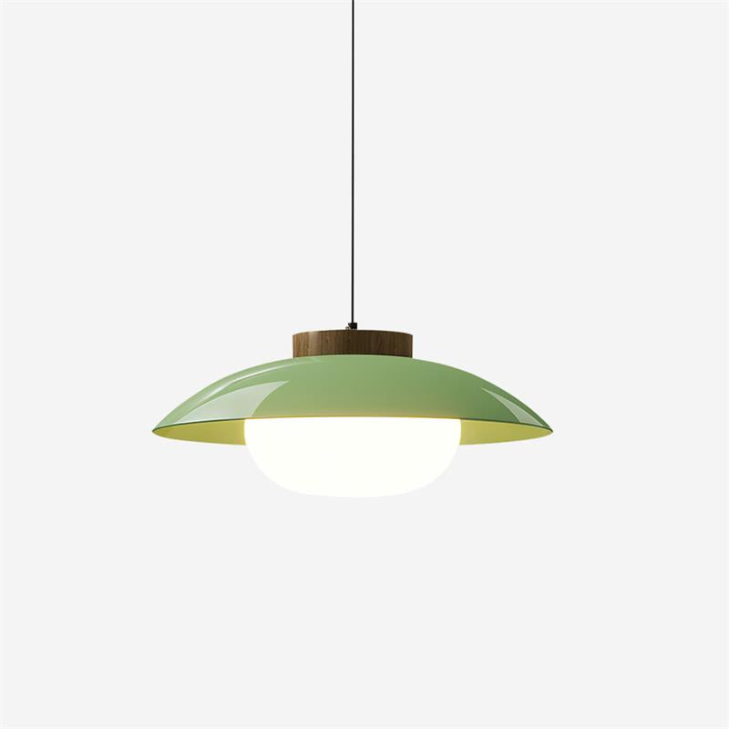 Mid-Century Metal Dome Pendant Light with Opal Glass Diffuser