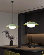 Mid-Century Metal Dome Pendant Light with Opal Glass Diffuser