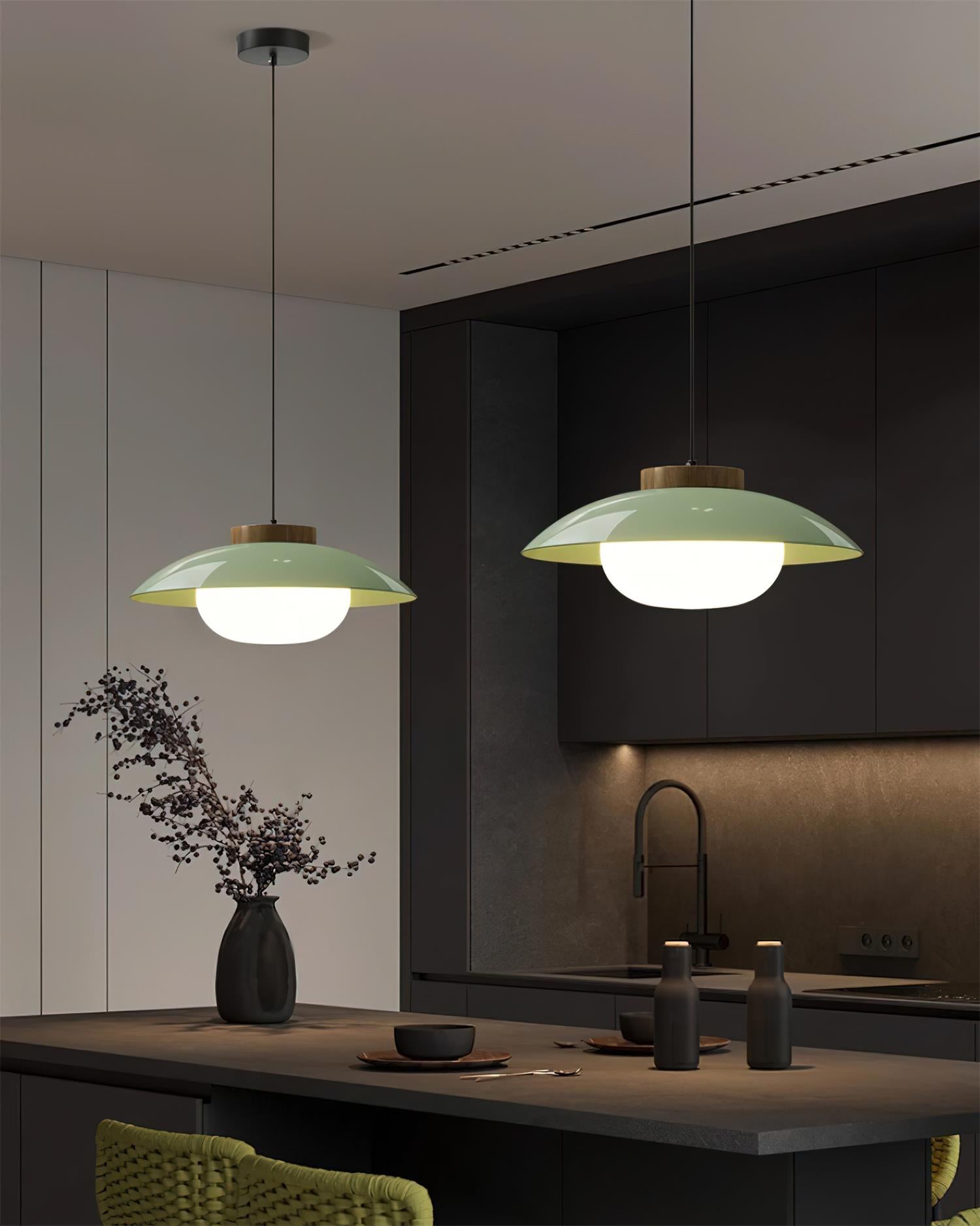 Mid-Century Metal Dome Pendant Light with Opal Glass Diffuser