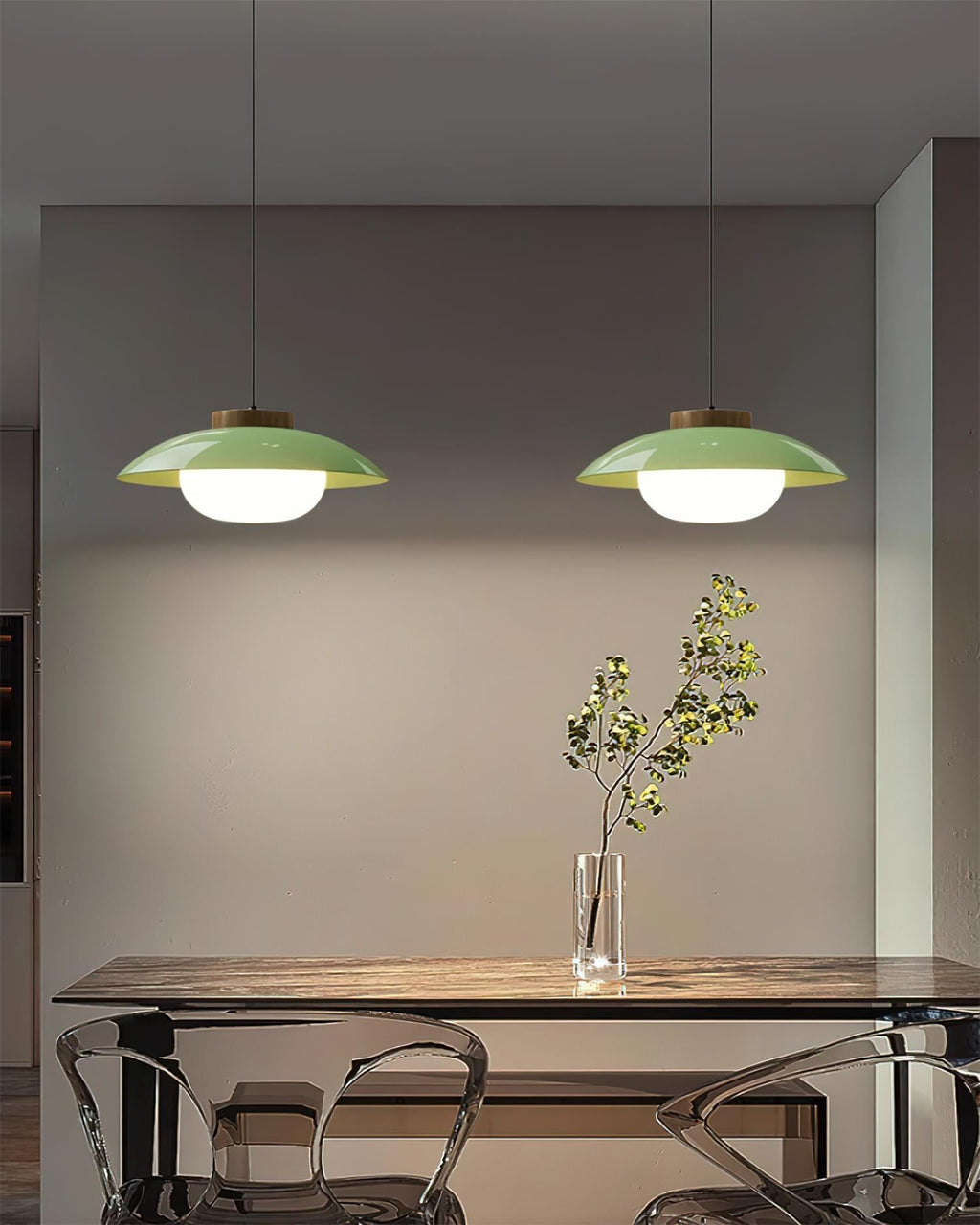 Mid-Century Metal Dome Pendant Light with Opal Glass Diffuser