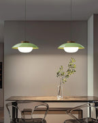 Mid-Century Metal Dome Pendant Light with Opal Glass Diffuser