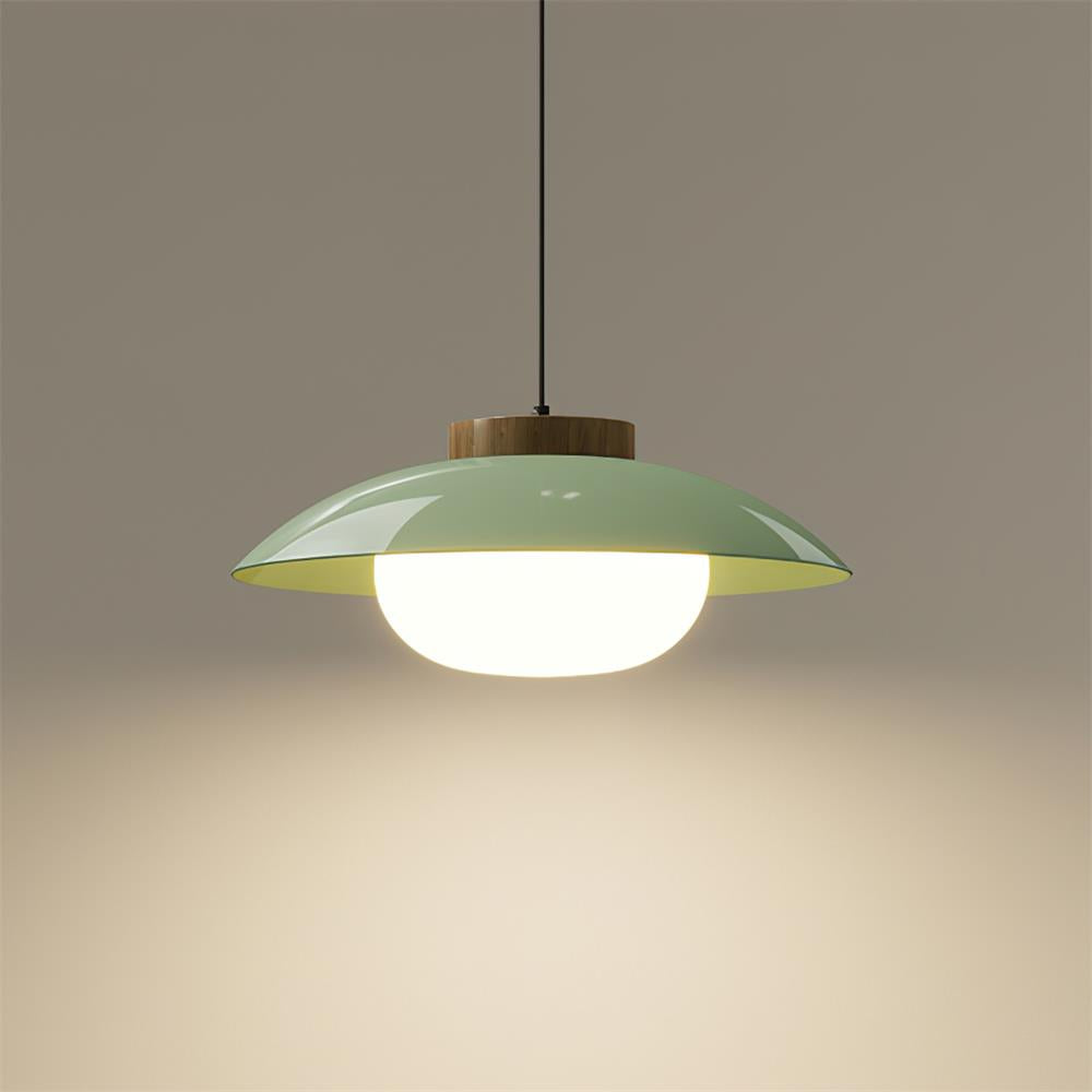 Mid-Century Metal Dome Pendant Light with Opal Glass Diffuser