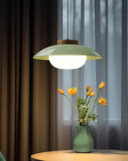 Mid-Century Metal Dome Pendant Light with Opal Glass Diffuser