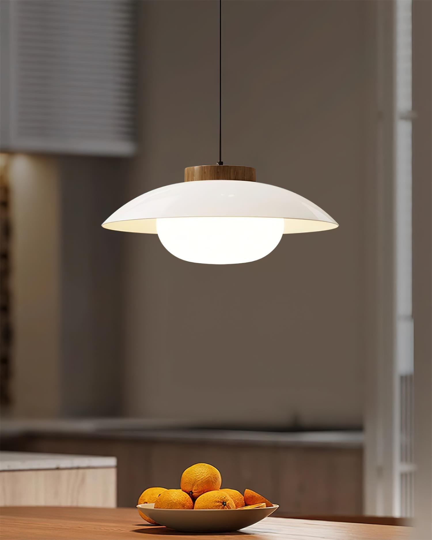 Mid-Century Metal Dome Pendant Light with Opal Glass Diffuser