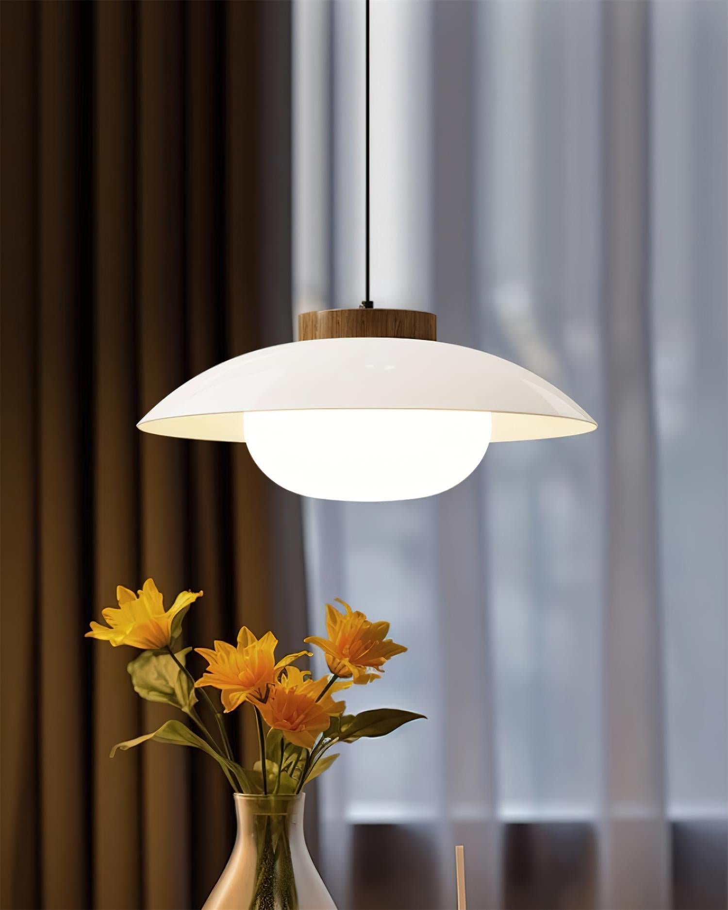 Mid-Century Metal Dome Pendant Light with Opal Glass Diffuser