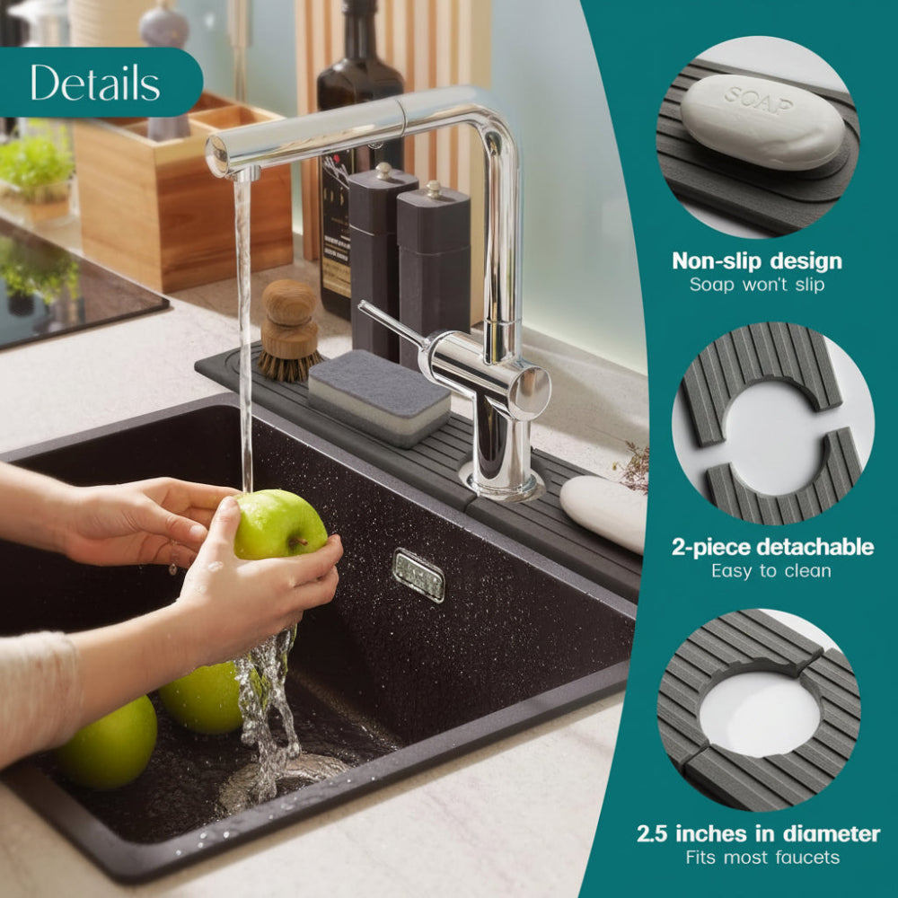 Diatomite Stone Sink Mat Fast Drying Faucet Splash Guard Absorbent Kitchen Counter Drying Tray Non-Slip Bathroom Faucet Mat