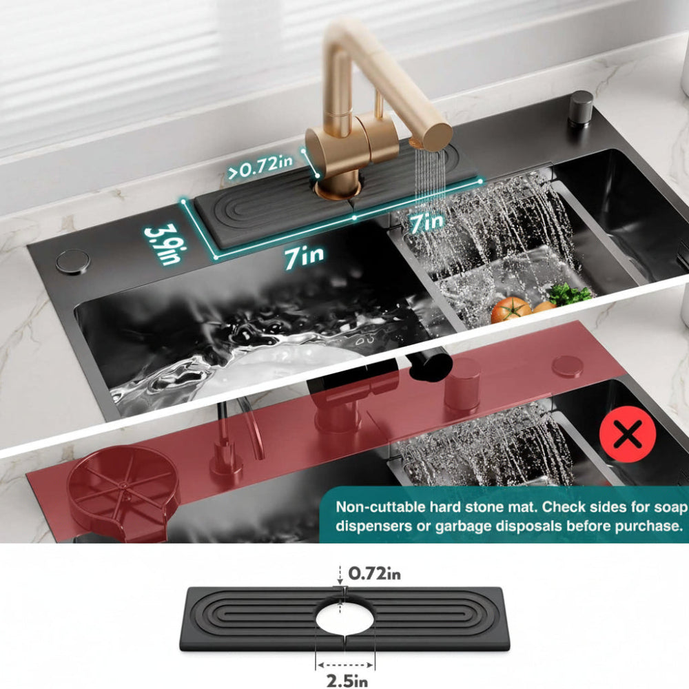 Diatomite Stone Sink Mat Fast Drying Faucet Splash Guard Absorbent Kitchen Counter Drying Tray Non-Slip Bathroom Faucet Mat